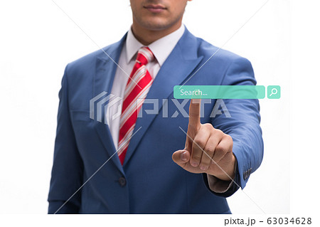 Search concept with businessman pressing button 63034628