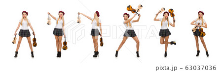 Woman playing violin isolated on white Woman playing violin isolated on white 63037036
