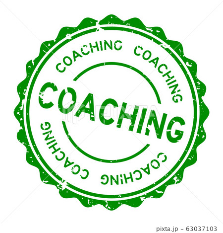 Grunge green coaching word round rubber seal stamp on white background 63037103