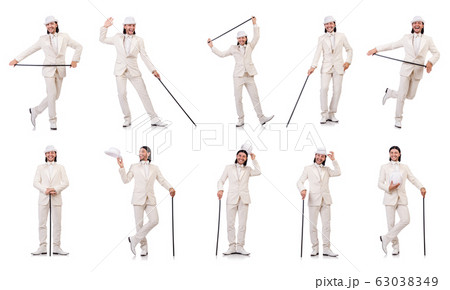 Gentleman in white suit isolated on white 63038349