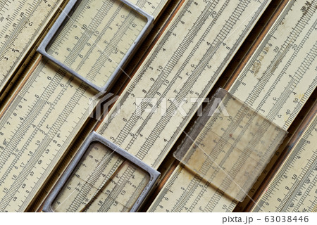 Group of old slide rules, or slipsticks 63038446