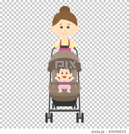 Mom pushing a stroller Mom pushing a stroller 63040620