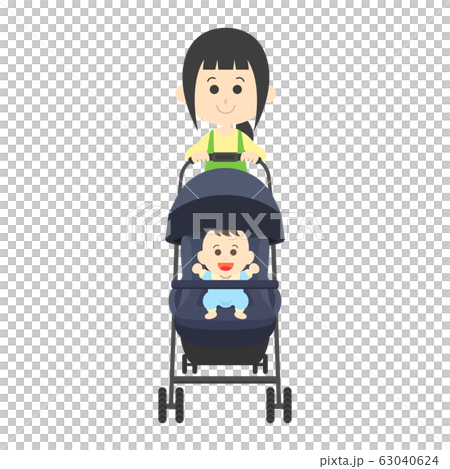 Mom pushing a stroller 63040624