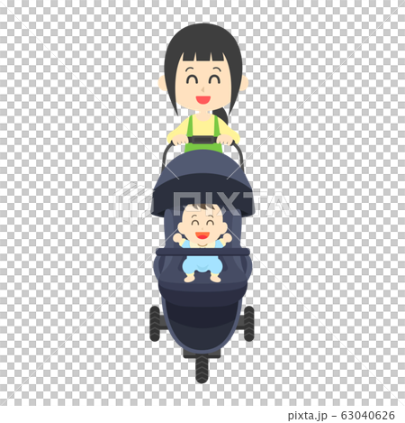 Mom pushing a stroller 63040626