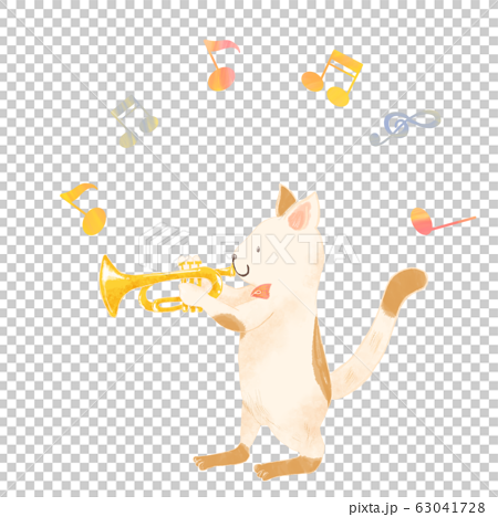 音楽を演奏する動物 ねこ トランペットのイラスト素材 [63041728] - PIXTA