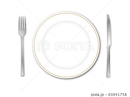並べられたお皿とナイフとフォーク 食器のイラスト素材