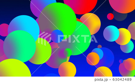 Abstract simple background with beautiful multi-colored circles or balls in flat style like paint bubbles in water. 3d render of particles, droplets of paint. Creative design background. 2 63042489