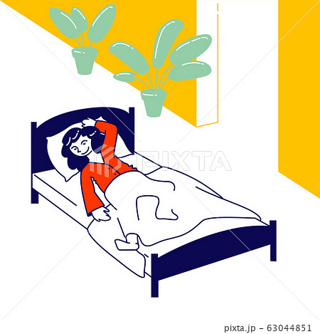 Nap Time Concept. Little Relaxed Girl Sleeping in Bed in Kindergarten or Elementary School Afternoon. Kid Rest Nap Time Concept. Little Relaxed Girl Sleeping in Bed in Kindergarten or Elementary School Afternoon. Kid Rest 63044851