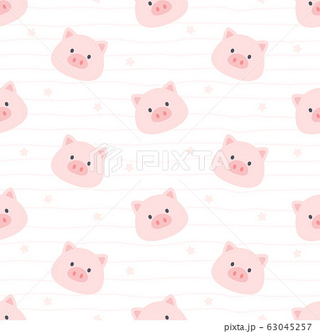 Cute Pig Seamless Pattern Backgroundのイラスト素材
