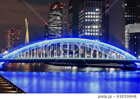 都市夜景 東京 永代橋と隅田川 都市夜景 東京 永代橋と隅田川 63050848