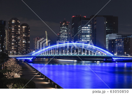 都市夜景 東京 永代橋と隅田川 都市夜景 東京 永代橋と隅田川 63050850