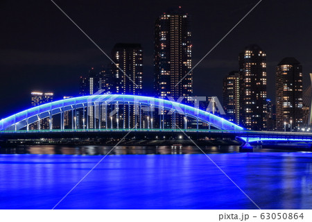 都市夜景 東京 永代橋と隅田川 都市夜景 東京 永代橋と隅田川 63050864