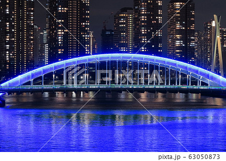 都市夜景 東京 永代橋と隅田川 都市夜景 東京 永代橋と隅田川 63050873