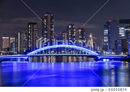 都市夜景 東京 永代橋と隅田川 都市夜景 東京 永代橋と隅田川 63050874