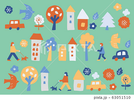 街と人イラスト02のイラスト素材