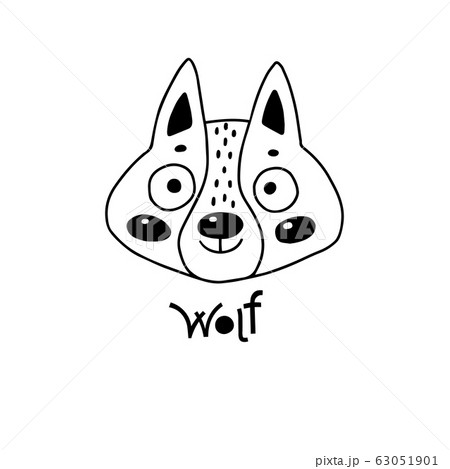 Avatar cute face wolf cub portrait. Vector illustration in cartoon style 63051901