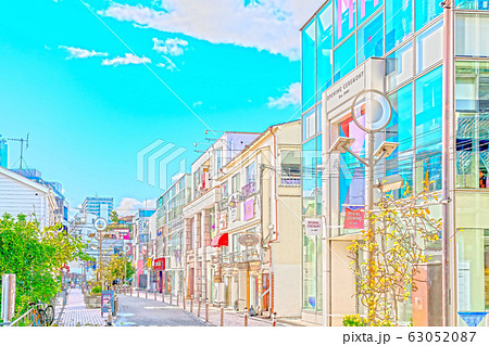 東京都 原宿の街並みのイラスト素材
