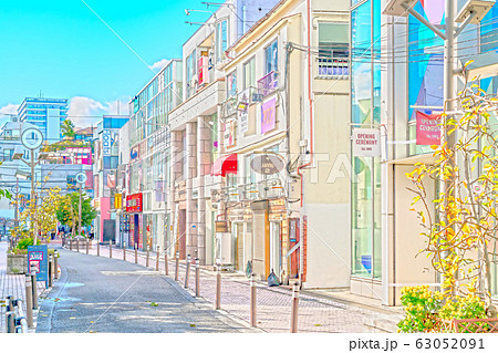 東京都 原宿の街並みのイラスト素材