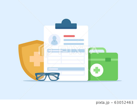 Medical form list with results data and approved check mark vector illustration,insurance or medicine service concept, prescription record 63052463