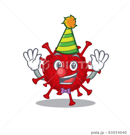 Cute and Funny Clown betacoronavirus cartoon character mascot style 63054040