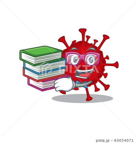 A diligent student in betacoronavirus mascot design with book 63054071