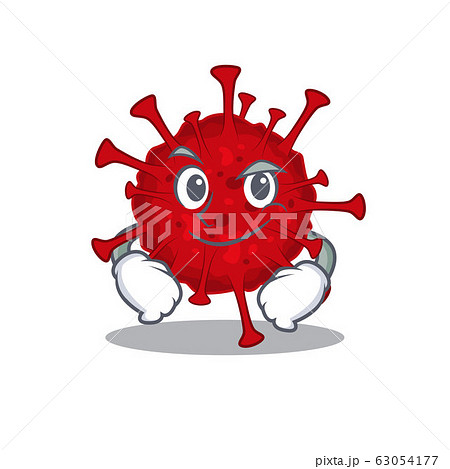 Funny betacoronavirus mascot character showing confident gesture Funny betacoronavirus mascot character showing confident gesture 63054177