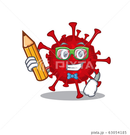 A smart student betacoronavirus character with a pencil and glasses 63054185