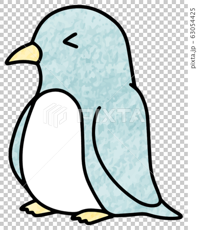 立っているペンギンのイラスト4 色鉛筆風 のイラスト素材