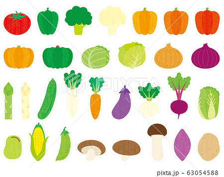 手描き風かわいい野菜セットのイラスト素材 63054588 Pixta