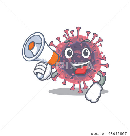 An icon of microbiology coronavirus holding a megaphone An icon of microbiology coronavirus holding a megaphone 63055867