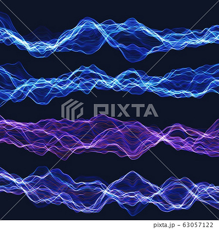 Set of energy chaotic waves. Sound or energy waves for your design 63057122