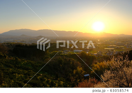 梅と奈良盆地の夕景(奈良県桜井市) 梅と奈良盆地の夕景(奈良県桜井市) 63058574