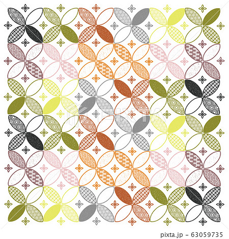 和柄 七宝つなぎ スタンプ風 背景素材 正方形 63059735