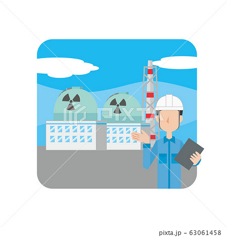 原子力発電　原発　電力　電気　電力会社　発電所　作業員　男性 63061458
