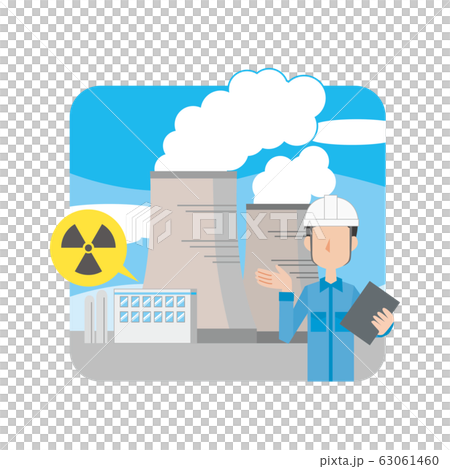 原子力発電　原発　放熱塔　電力　電気　電力会社　発電所　作業員　男性 63061460
