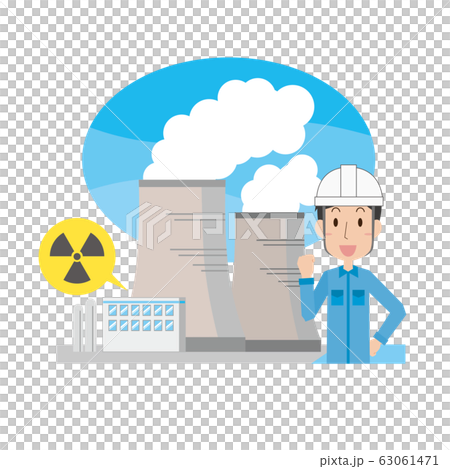 原子力発電　原発　放熱塔　電力　電気　電力会社　発電所　作業員　男性 63061471