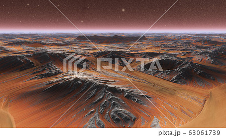 Mars Planet Surface With Dust Blowing. 3d illustration 63061739