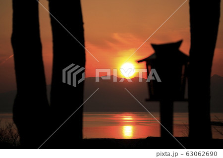 荒尾市 四ツ山神社 夕日、 荒尾市 四ツ山神社 夕日、 63062690