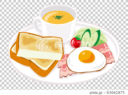 パンの朝食のイラストのイラスト素材