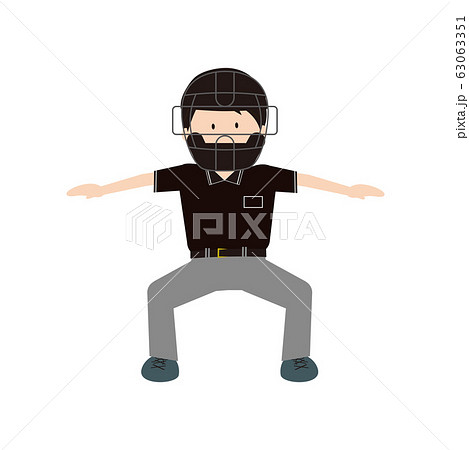 野球審判マスク セーフのイラスト素材