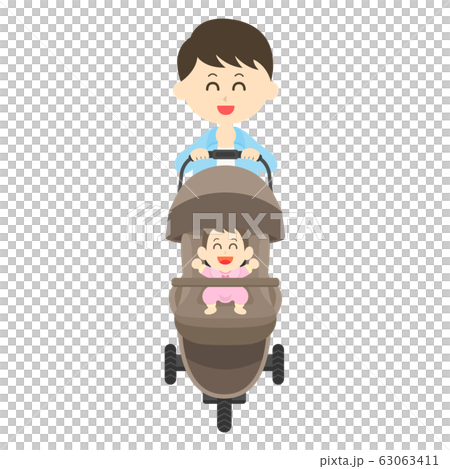爸爸推著嬰兒車 爸爸推著嬰兒車 63063411