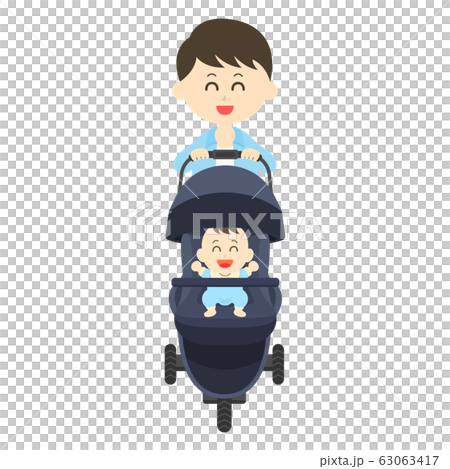 爸爸推著嬰兒車 爸爸推著嬰兒車 63063417