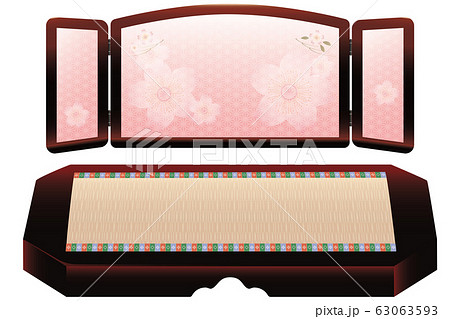 雛飾り　屏風・台座-黒 63063593