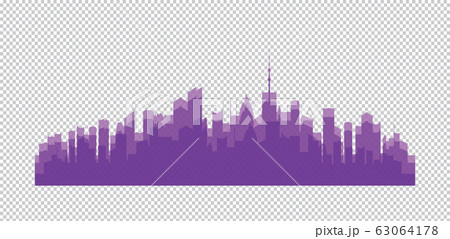 Illustration of city buildings silhouettes and colors, vector illustration. Flat design 63064178