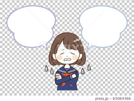 Woman, student, speech bubble, puzzled 63064366