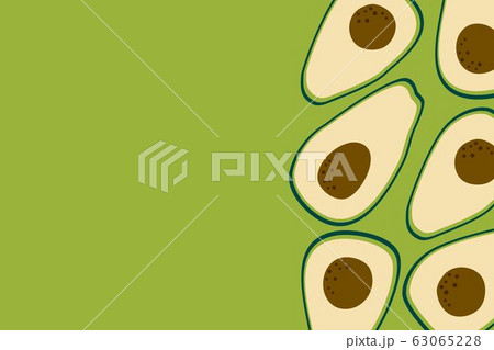 Avocado fruit background with cute ripe avocado drawing. Food template to place text for healthy 63065228