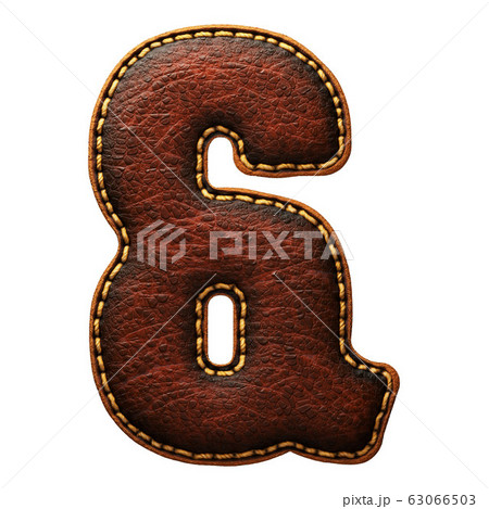 Symbol ampersand made of leather. 3D render font with skin texture isolated on white background. 63066503
