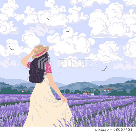 Young Woman Enjoys the lavender Field 63067453