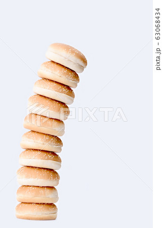 Stacked layers of bun isolated on white background 63068434