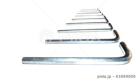 Hexagonal key on a white background. Copy space. 63069000